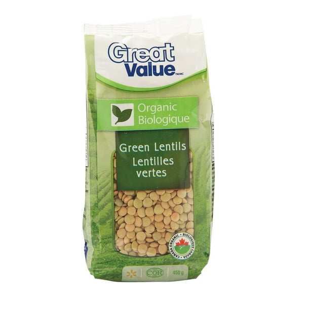 Lentilles vertes biologiques de Great Value
