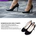 thumbnail image 4 of Suede Block Heel Pumps with Ankle Strap, Classic Style Shoe for Weddings, Parties, and Everyday Wear, 4 of 7