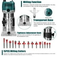thumbnail image 3 of Mistaha Multi-Functional Electric Woodworking Trimmer with Transparent Base and 15 Milling Cutters - 800W Power, 30,000r/min Rotation Speed, High Safety Design, 3 of 7
