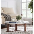 thumbnail image 2 of Laguna 36 Inch Round authentic marble and solid wood coffee table, 2 of 7