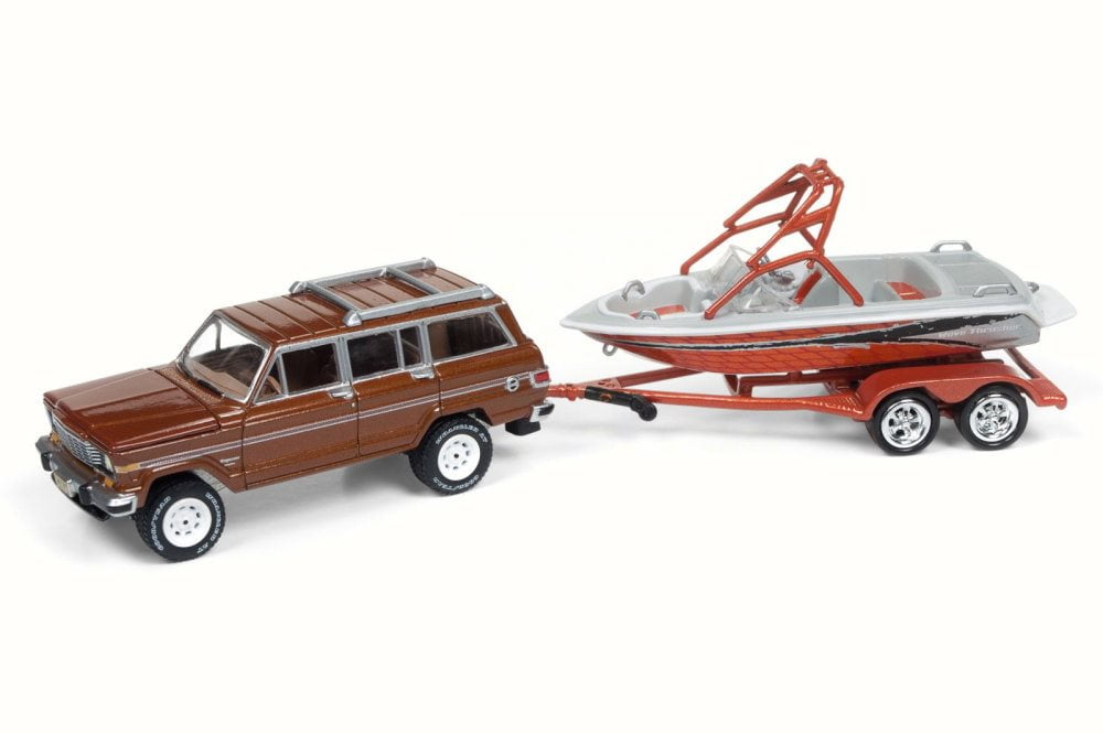 1981 Jeep Wagoneer w/ Trailer & Boat, Copper Round 2 JLBT003/36A 1/