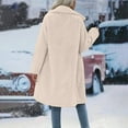 thumbnail image 5 of Fanxing Womens Fuzzy Warm Winter Cardigan Coats Notch Collar Long Sleeve Trench Coat Christmas Gift Beige,M, 5 of 8