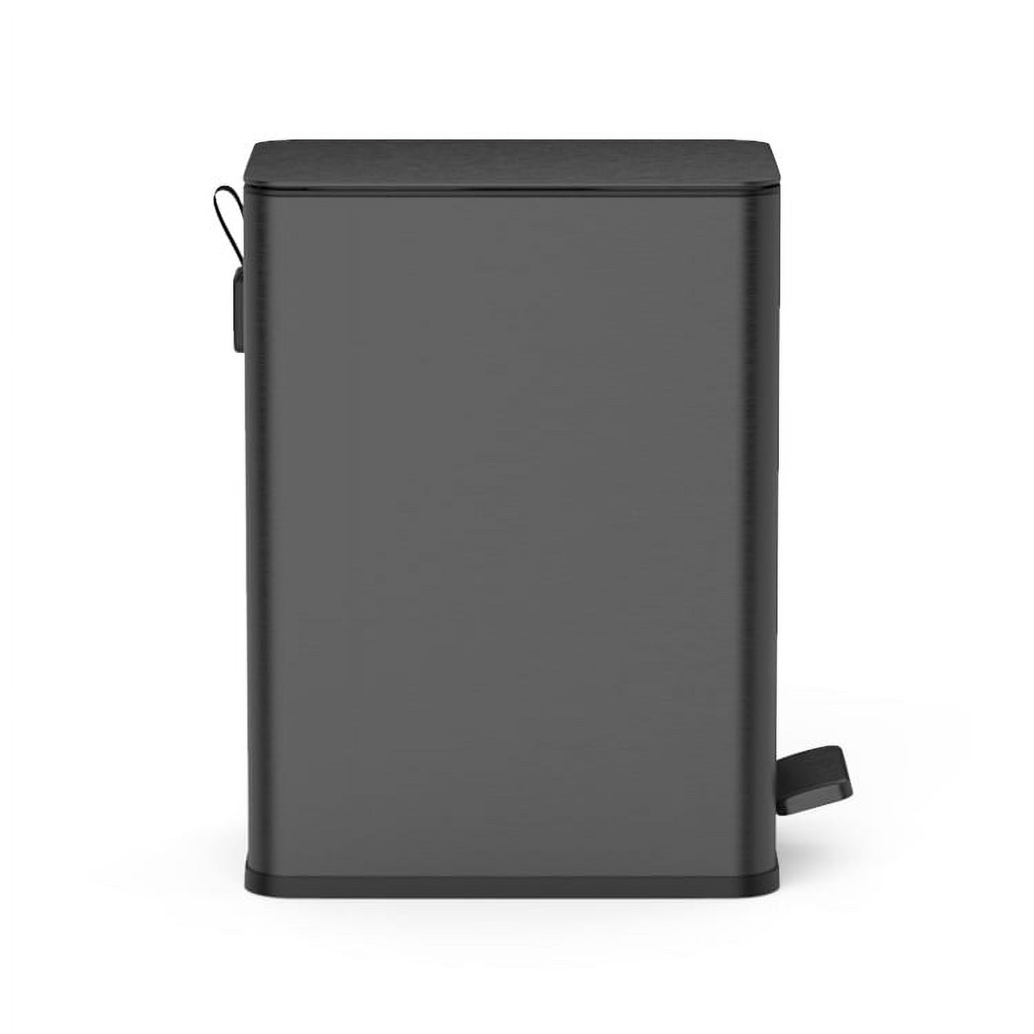 (2 pack) Nine Stars Bathroom Trash Can, 3 Gallon stainless steel, Step Garbage Bin with Soft Close lid, Black