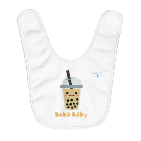 

Baby Boba Fleece Baby Bib with a Boba Tea White