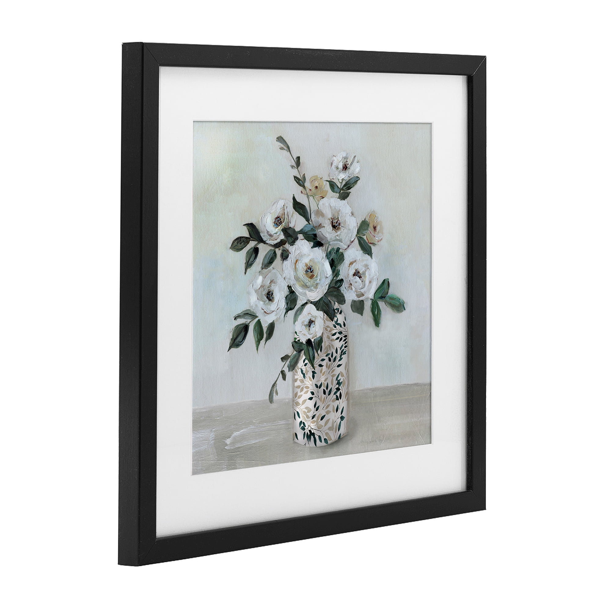 Stupell Industries Leaf Patterned Flower Vase Black Framed Print Under Glass, design by Sally Swatland