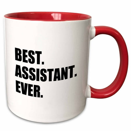 3dRose Best Assistant Ever - bold black text - fun work and job pride gifts - Two Tone Red Mug, (Best Wrestling Pins Ever)