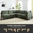 thumbnail image 3 of Advwin Oversized Modular Sectional Sofa, Convertible 5 Seat Plush Chenille Couch with Thick Cushions, Modern Comfy L-Shaped Sofa Sleeper for Living Room, Green, 3 of 10