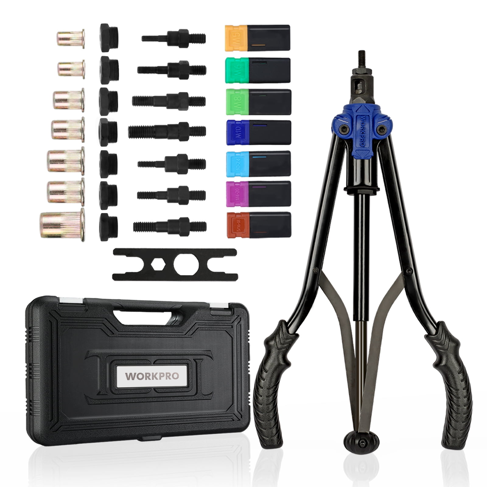 WORKPRO 15" Hand Rivet Nut Setter Kit 79Piece High Leverage Rivet