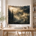 thumbnail image 5 of Misty Alpine Evergreen Forest with Sunlit Peaks and Fog, Dramatic Rustic for Nature Lovers, Scenic Mountain Wall Decor, Housewarming Gift Tapestry Wall Hanging for Bedroom and Living Room, 5 of 7