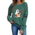 thumbnail image 2 of TKLPEHG Halloween Sweatshirts for Women Cute Guitar Ghost Graphic Fall Sweatshirt Fashion Crewneck Long Sleeve Casual Vintage Pullover (Green,XS), 2 of 8
