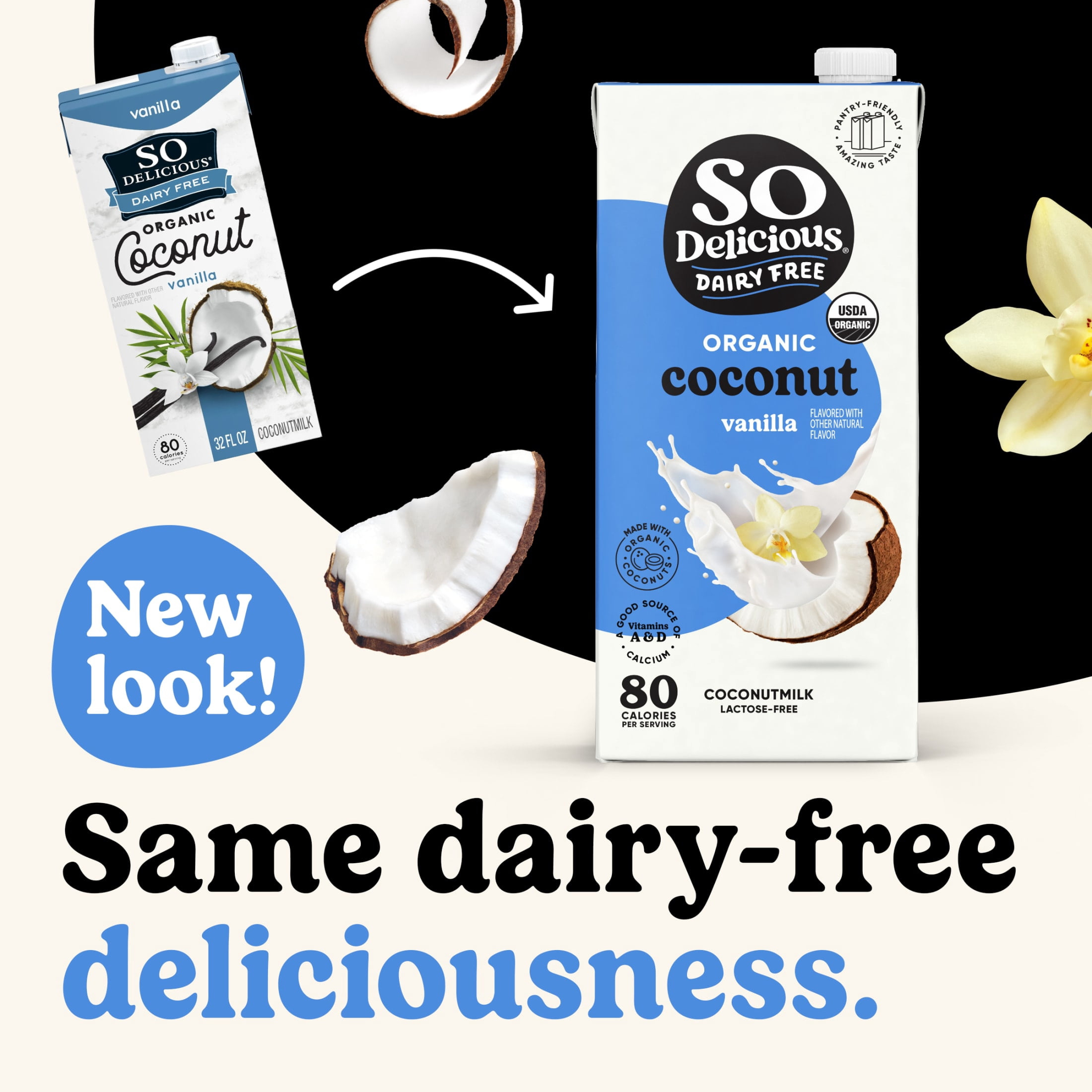 (4 pack) So Delicious Dairy Free Shelf Stable Vegan and Gluten Free Vanilla Organic Coconut Milk Carton, 32 fl oz