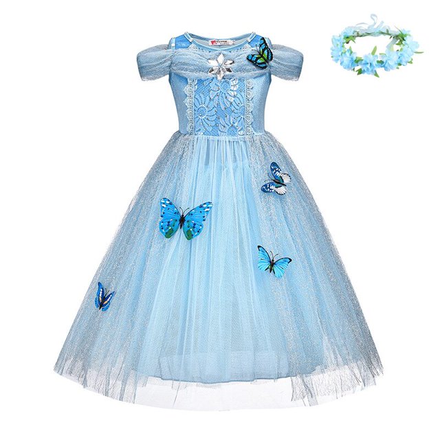 Vestido de princesa para niños, vestido de Cosplay de Cenicienta, fiesta de Halloween para niña, disfraz de mariposa elegante, traje de Carnaval para niños, Dress9-10T--150 Gao Jinjia LED