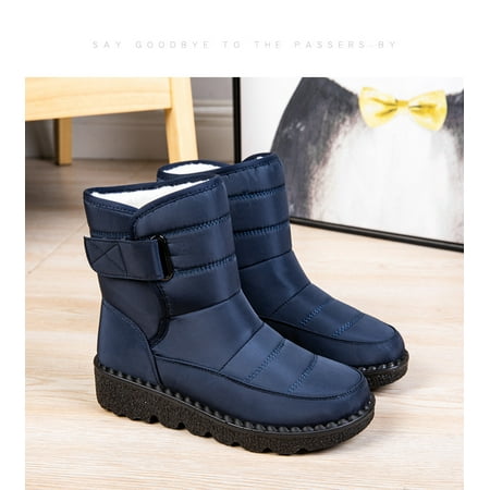 

Women s Snow Boots Warm Outdoor Short Winter Boots Fur Lined Ankle Boots Blue