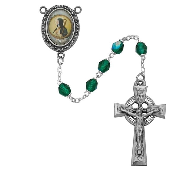 6 mm St.Brigid Cross Rosary Set - Green
