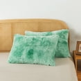 thumbnail image 7 of Wajade Plush Duvet Cover Set 3 Piece - Luxury Ultra Soft Fluffy Fuzzy Comforter Cover with 2 Pillow Shams Faux Fur Bedding Set,Full Size,Green White Tie Dye, 7 of 7