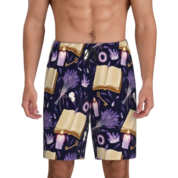 Fotbe Lavender Flowers Pantalones Cortos de Pijama para Hombre, Ropa de Dormir, Pantalones de Pijama Cortos para Hombre-Medium