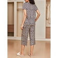 thumbnail image 3 of Avidlove Women's Capri Pajama Sets Short Sleeve Two-Piece Pjs V Neck Tops & Pants Printed Lounge Sets S-2XL, 3 of 6