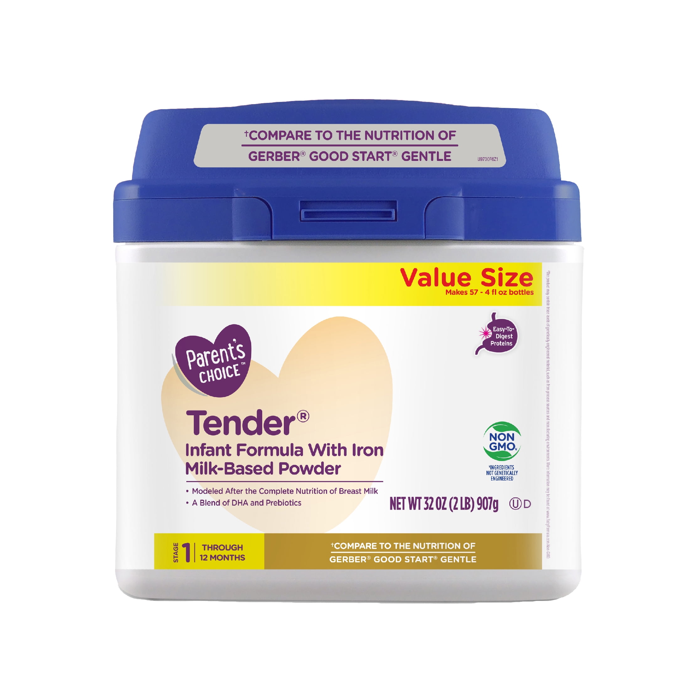 Parent's Choice Tender GMO and Gluten-Free Powder Baby Formula, 32.2 oz Tub