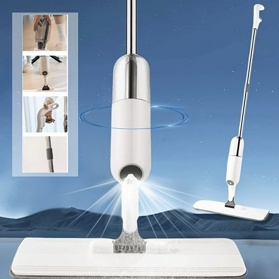 Spray Floor Mops for Floor Cleaning, Wet Dry Hardwood Floor Mops with 350ML Refillable Bottles, Home or Commercial Use, White