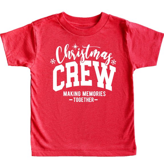 Christmas Crew Shirt for Adults and Kids Matching Holiday Tee for Mom Dad Girls Boys Vintage Red Shirt 4T