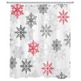 thumbnail image 2 of Christmas Snowflake Shower Curtain for Bathroom Red and Gray Winter Snowflake Pattern Bathroom Shower Curtain New Year Holiday Shower Curtain Bath Accessories Home Decor with 10 Hooks 60x72 Inches, 2 of 5