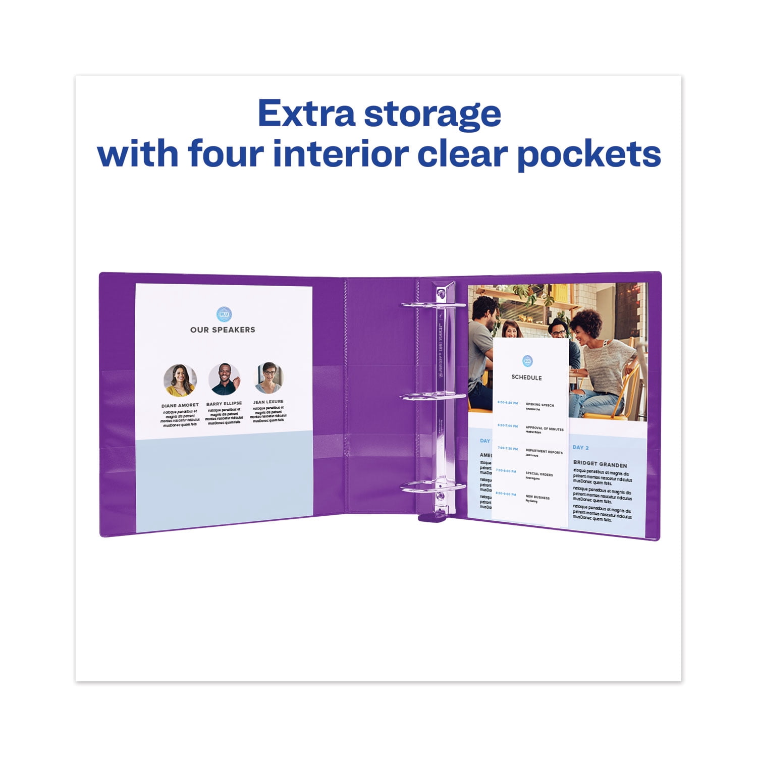 Avery Heavy-Duty View Binder with Durahinge and Locking One Touch Ezd Rings, 5" Capacity, Purple