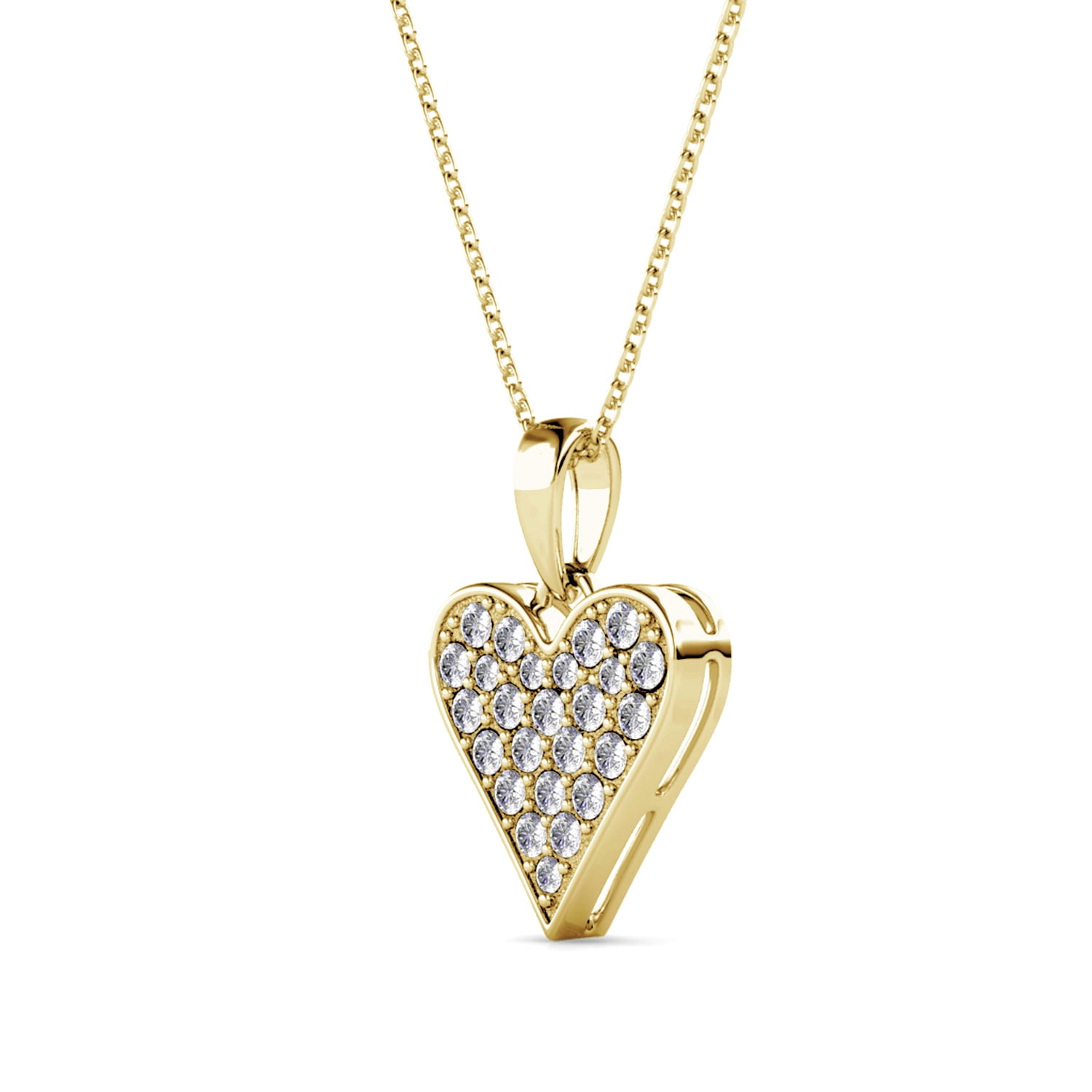 Cate & Chloe Cecilia 18k Yellow Gold Plated Heart Pendant Necklace with Swarovski Crystals for Women