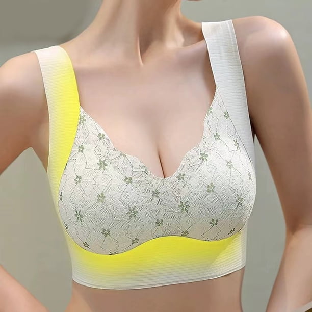 WILLBEST Brasier Mujer Push Up Sujetador De Mujer Con Hebilla Frontal Y Borde De Encaje Sin Aro De Acero, Ajuste Sin Costuras, Para Yoga, Dormir, Talla Grande 378