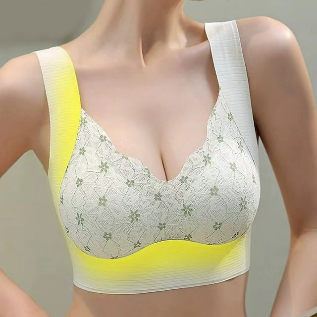 Bra For Women Movement Seamless Gathering Sleep Yoga Support Without Steel Ring Front Side Buckle Lace Edge