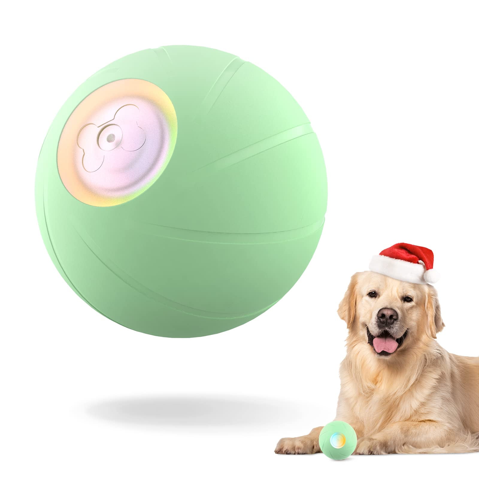 Upgraded Smart Interactive Dog Toy, Wicked Ball PE, Automatic Moving Bouncing Ball with LED