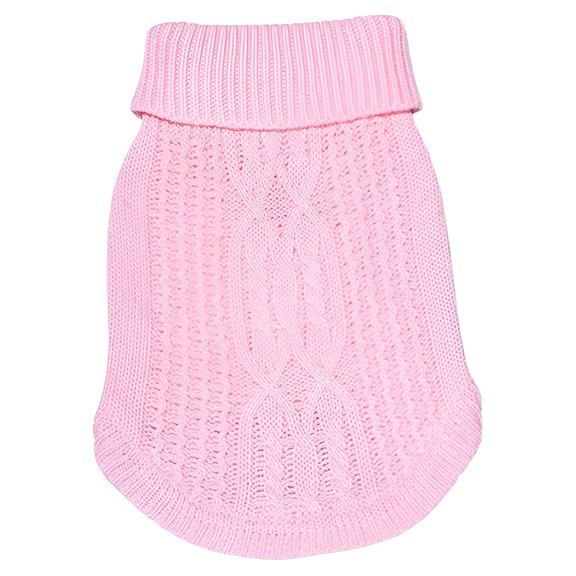 TELOLY 1Pcs Dog Sweater,Polyester Dog Coats for Small Dogs,Small Dog Sweater,Pink,L
