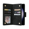 thumbnail image 3 of Allytech Samsung Galaxy S24+ Wallet Case with Zipper Pocket, Luxury PU Leather Flip Cover with Card Slots & Wrist Strap, Shockproof Kickstand Magnetic Buckle Protective Case for Women Men, Black, 3 of 15