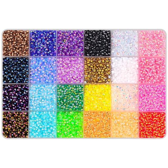 24000 Pcs Electroplated Multicolor Acrylic Flatback Rhinestones, 15 Colors, Jewelry Making Bulk Faceted Acrylic Flatback Rhinestones Kit with Picking Tools, 24 Grids for DIY Nail Art, Crafts