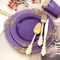 thumbnail image 4 of 200Pcs Multi-Use Purple and Gold Plastic Dinnerware, 4 of 9