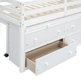 thumbnail image 7 of Kumix Twin Size Loft Bed with Retractable Writing Desk, Wood Loft Bed for Teens Adults with 4 Drawers, Retractable Writing Desk and Shelves, Multi-Function Loft Bed for Bedroom, White, 7 of 7