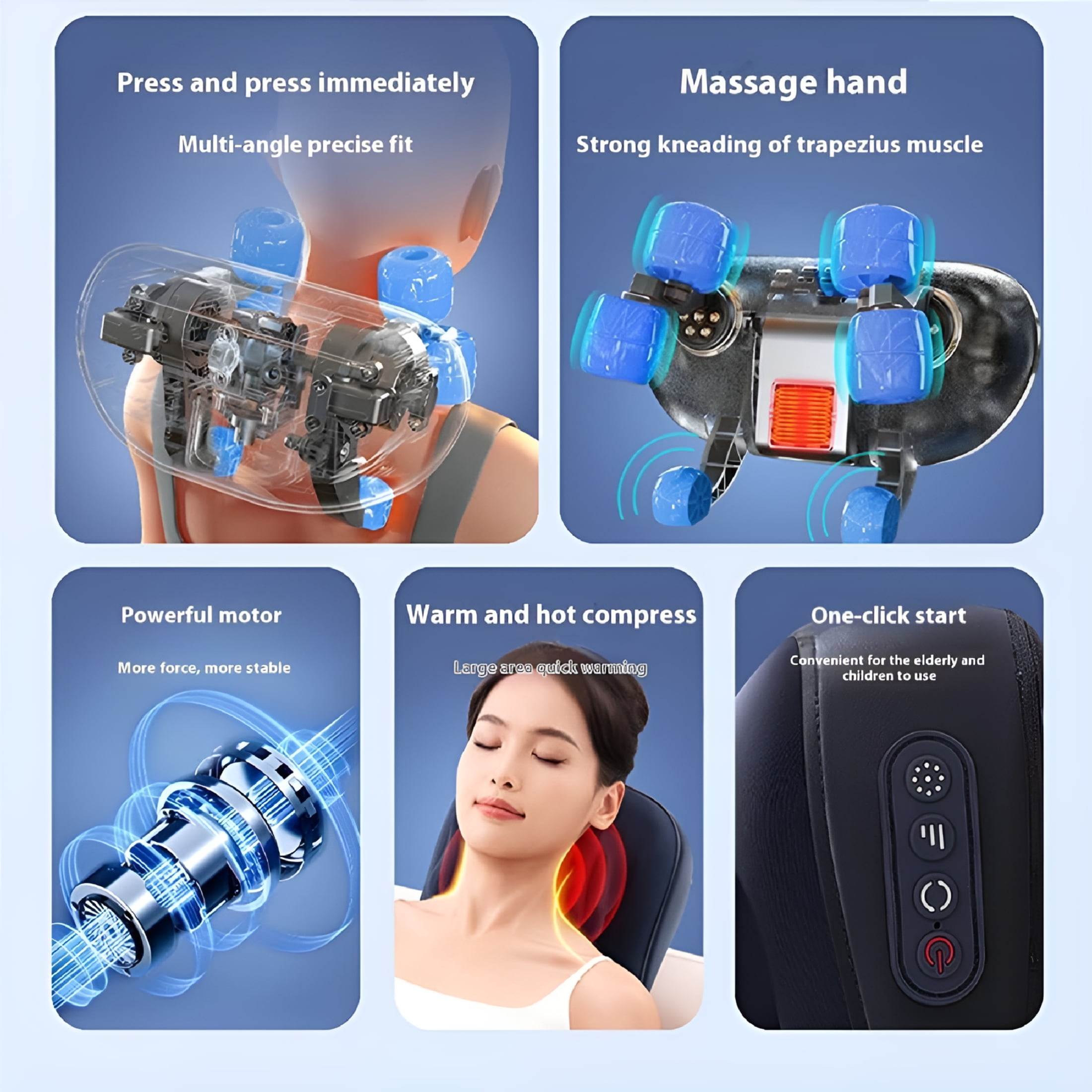 OITY Pillow Neck & Shoulder Massager,Adaptive Thermoknead 3D System,Neck Massager with Rolling Nodes,Neck Massager Pillow Three Modes and Strengths,Heat,Adjustments,For Neck Relaxation