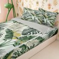 thumbnail image 3 of Erosebridal Fresh Jungle Leaf Print Zipper Twin Comforter Sets with Fitted Sheet and 2 Pillowcases,Palm Banana Frond Zipper Bedding Set,Sage Cream,4-Piece,Grey Reversible, 3 of 6