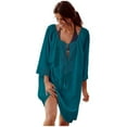 thumbnail image 2 of Mothers Day Gifts For Mom AXXD Swim Cover Up for Women Sexy Short Sleeve Kimono Swimwear Cover Up Solid Color Blouse Tops, 2 of 5