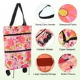 thumbnail image 3 of Uxcell Folding Shopping Bag with Wheels 66lb Reusable Collapsible Grocery Cart Foldable Trolley Bag Pink, 3 of 6