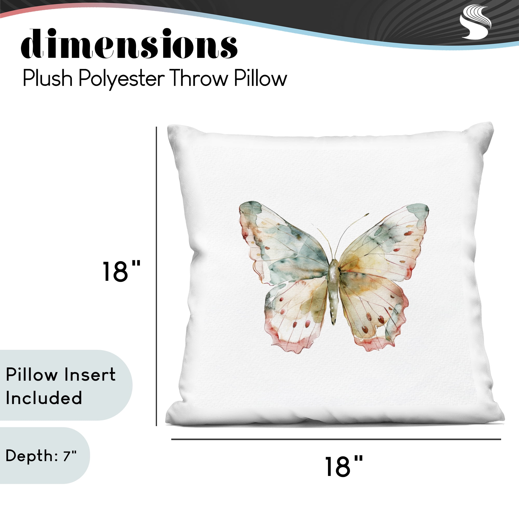 Stupell Industries Muted Watercolor Butterfly Decorative Printed Throw Pillow, design by Kim Allen
