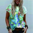 thumbnail image 1 of Puntoco Moda Casual Manga Corta Impreso O-Cuello Blusa Camiseta Suelta Señoras tops Puntoco Puntoco-4880, 1 of 3
