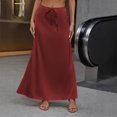 thumbnail image 5 of Women's Elegant Belted Satin Skirt - High Waist, Adjustable Belt, Spring/Summer, Formal/Casual - Satin Fabric, 5 of 8