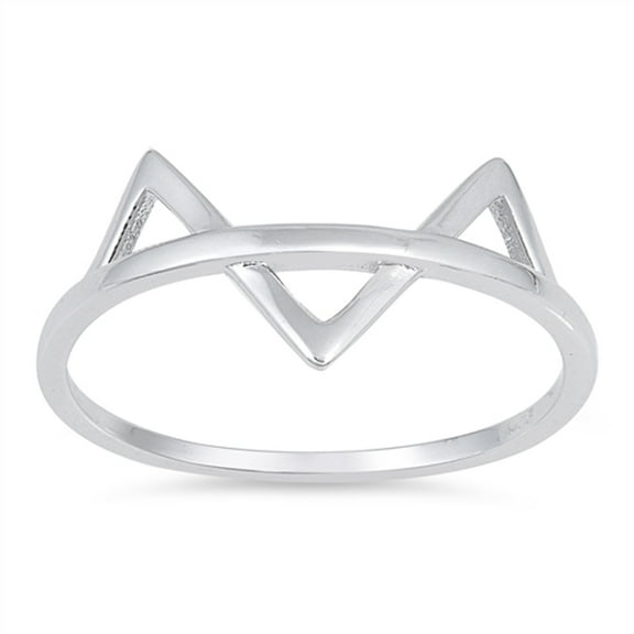 Triangle Cat Ears Animal Ring .925 Sterling Silver Band Jewelry Female Male Unisex Size 7