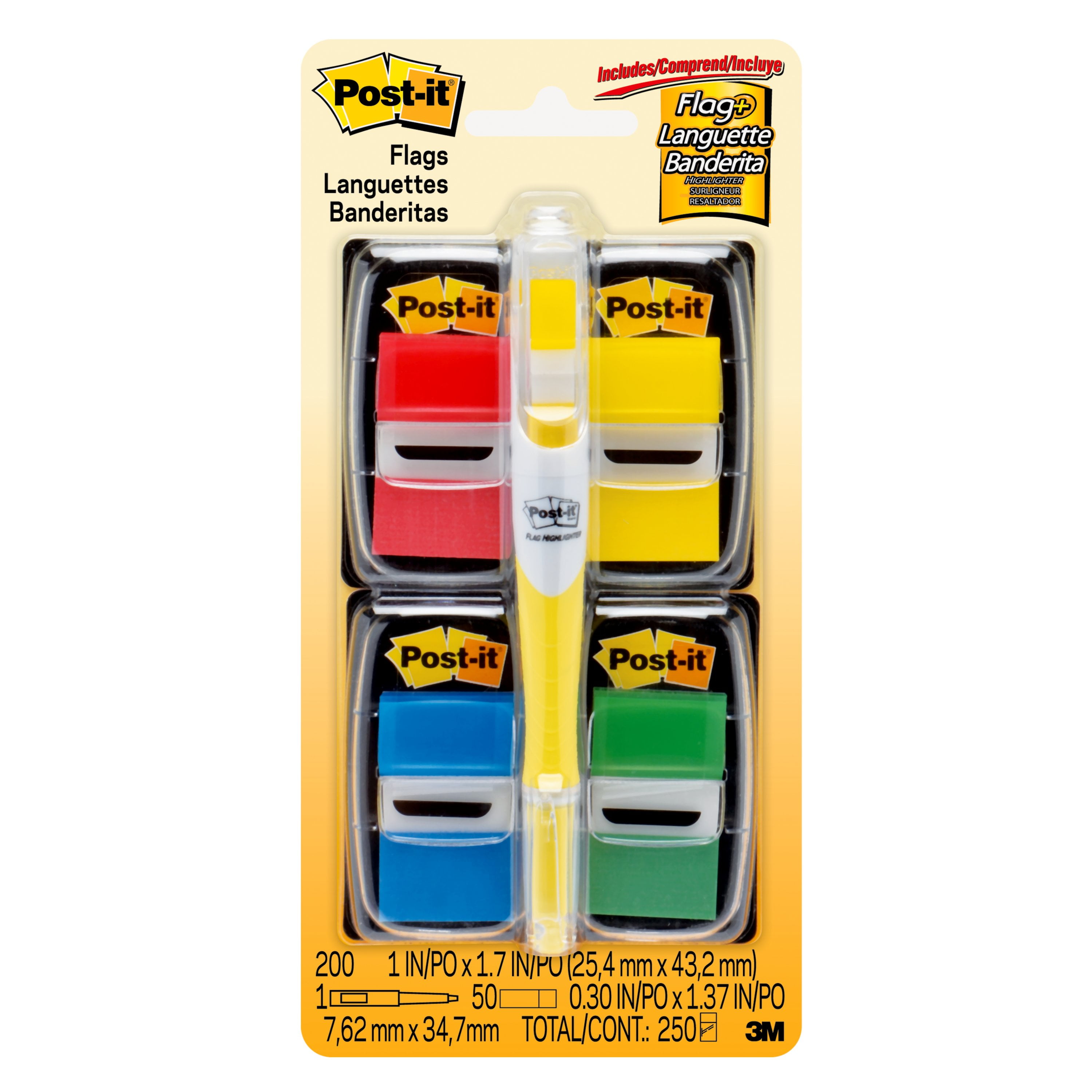 Post-It Flag Value Pack with Bonus Highlighter, 1' Flags