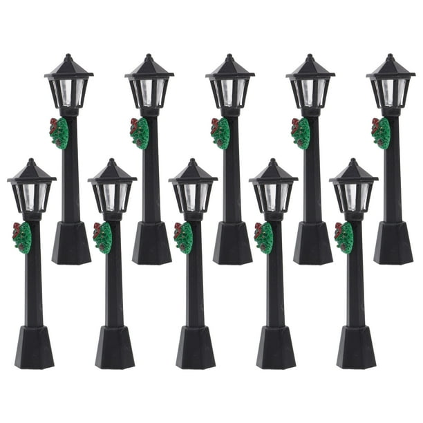 10 Uds. Accesorio para casa de muñecas, farola navideña, modelo Mini decoración para el hogar, farola de plástico pequeña