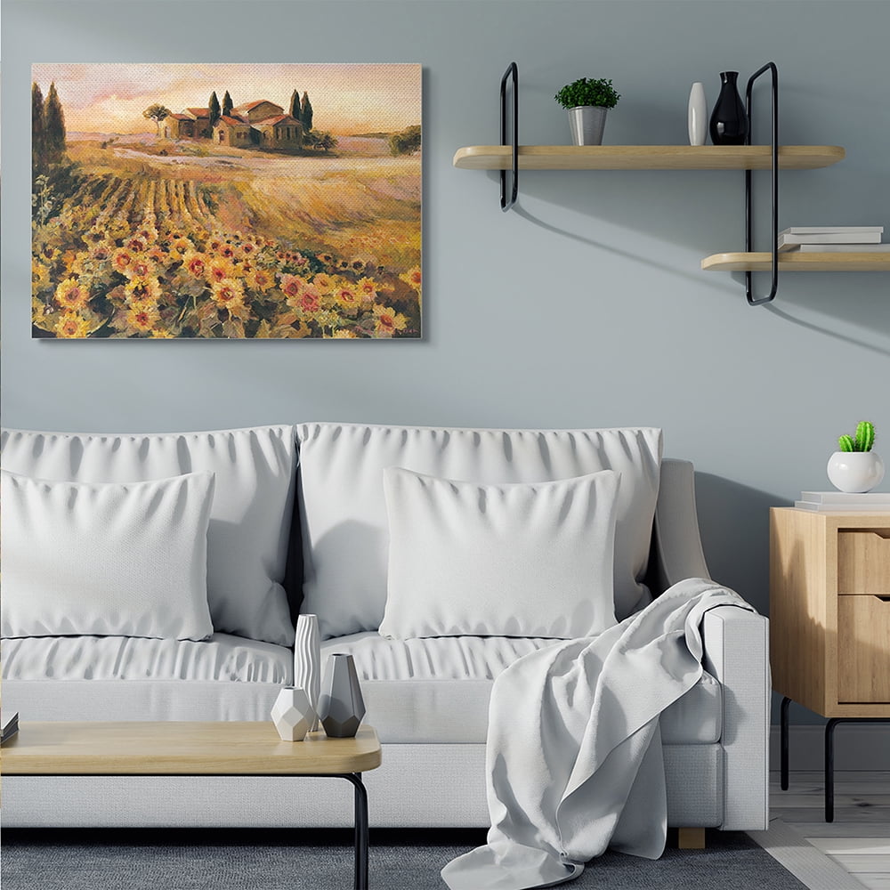Stupell Industries Italian Villa Autumn Sunflower Field Yellow Green Canvas Wall Art by Marilyn Hageman