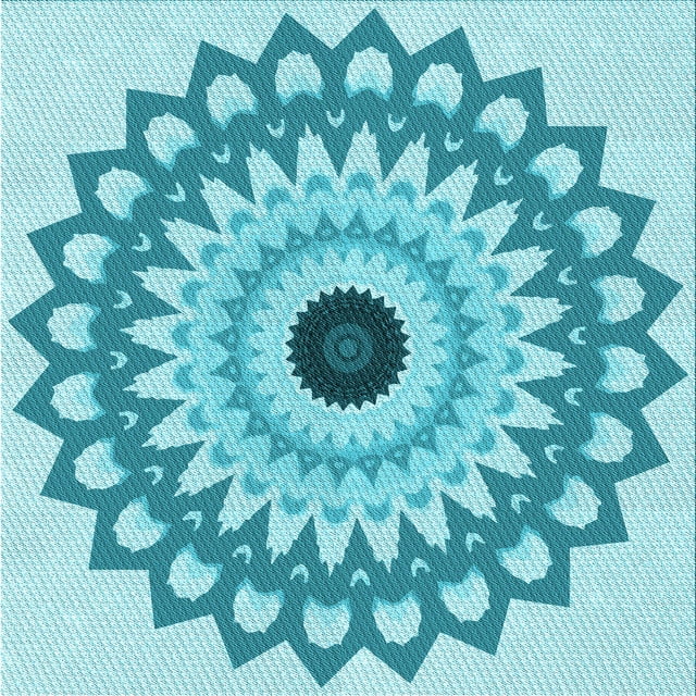 Ahgly Company Machine Washable Indoor Square Transitional Dark Turquoise Green Area Rugs, 5' Square