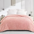 thumbnail image 6 of Whale Flotilla 60"x 80" Twin Size Blanket for Bed with Expanded 3D-Jacquard Pattern, Fuzzy Soft Cozy Exquisite Blankets or All Season, Warm and Fluffy, Pink, 6 of 10