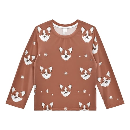 Animal Dog Color Tile Pattern Boys Rash Guard Shirts UPF 50 Plus Sun Protection Short Sleeve Swim Tees 7-8T