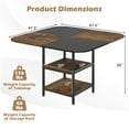 thumbnail image 3 of Gymax 47.5'' Square Dining Table w/Double-colored Splice Desktop 2-Tier Storage Shelves, 3 of 10
